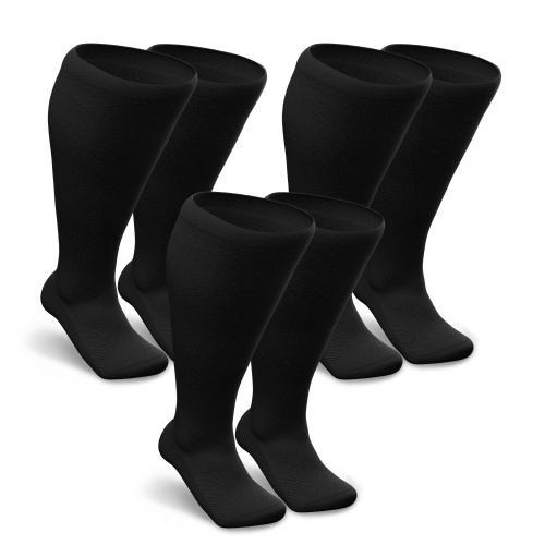 3 Pairs Black Non-Binding Diabetic Socks