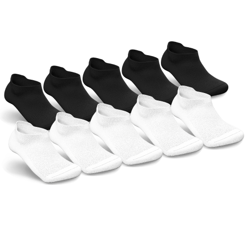 Black & White Diabetic Ankle Socks Bundle 10-Pack
