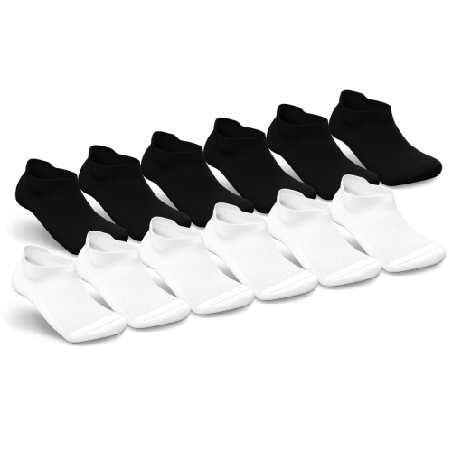 Black & White Diabetic Ankle Socks Bundle 12-Pack