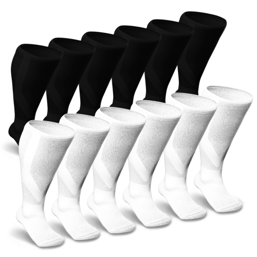 Black & White Diabetic Compression Socks Bundle 12-Pack