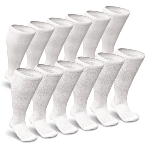 White Non-Binding Diabetic Socks Bundle 12-Pack