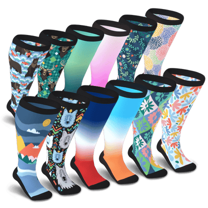 All New Patterns Non-Binding Diabetic Socks Bundle 12-Pack
