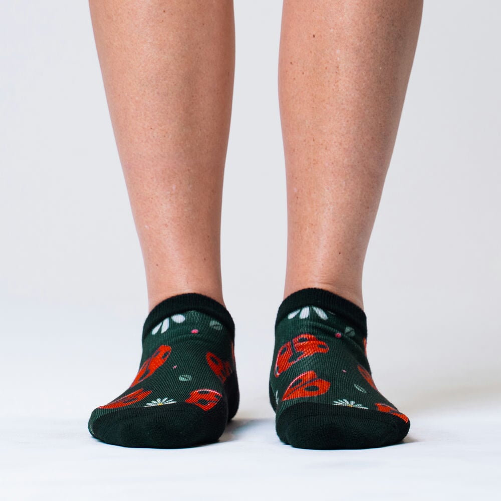 Ladybug Picnic Diabetic Ankle Socks