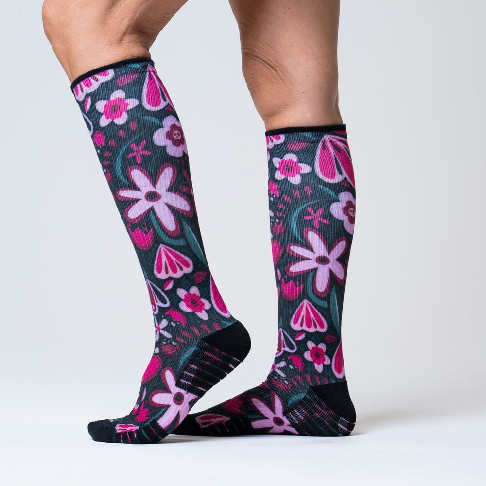 Purple Flora Diabetic Compression Socks