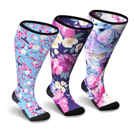 Flower Power Diabetic Compression Socks 3-Pack
