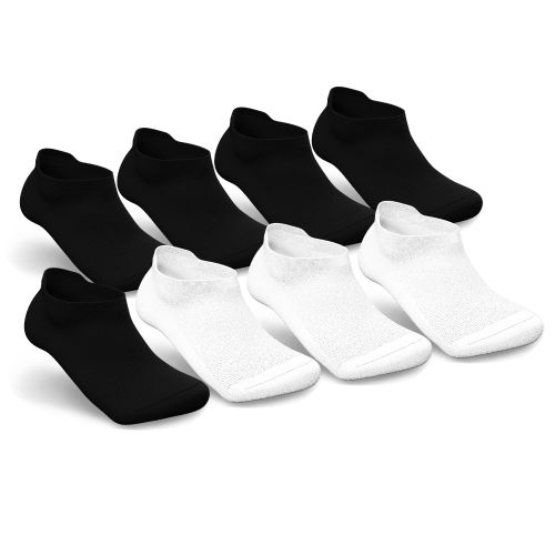 Black & White Diabetic Ankle Socks Bundle 8-Pack