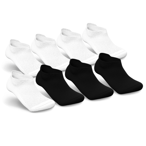 White & Black Diabetic Ankle Socks Bundle 8-Pack