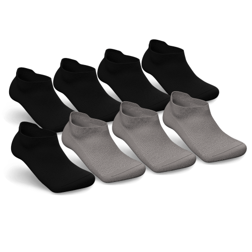 Black & Gray Diabetic Ankle Socks Bundle 8-Pack