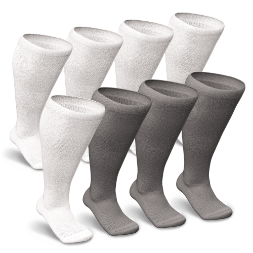 White & Gray Non-Binding Diabetic Socks Bundle 8-Pack