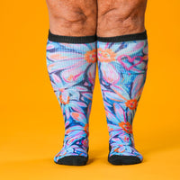 Viasox Daisy Blue EasyStretch Socks stretched display