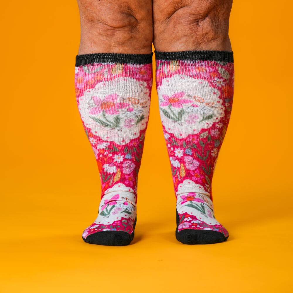 Viasox Petal Patch EasyStretch Socks 5-Pack Bundle detail close-up