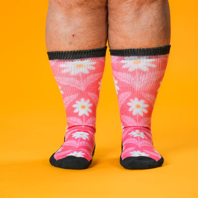 Viasox Coral Daisy EasyStretch Socks pair displayed