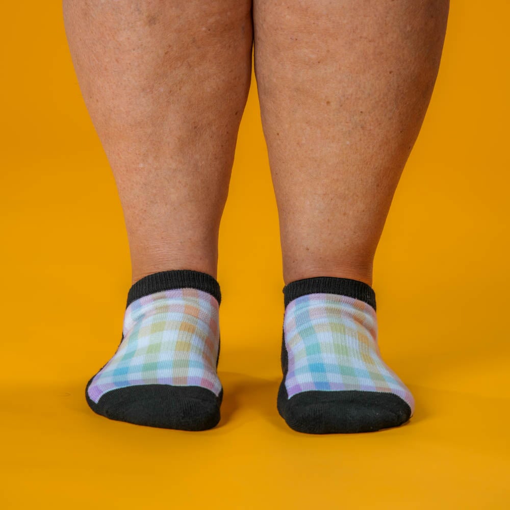 Viasox Pastel Plaid Ankle Socks side view