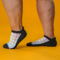Viasox Pastel Plaid Ankle Socks stretched display