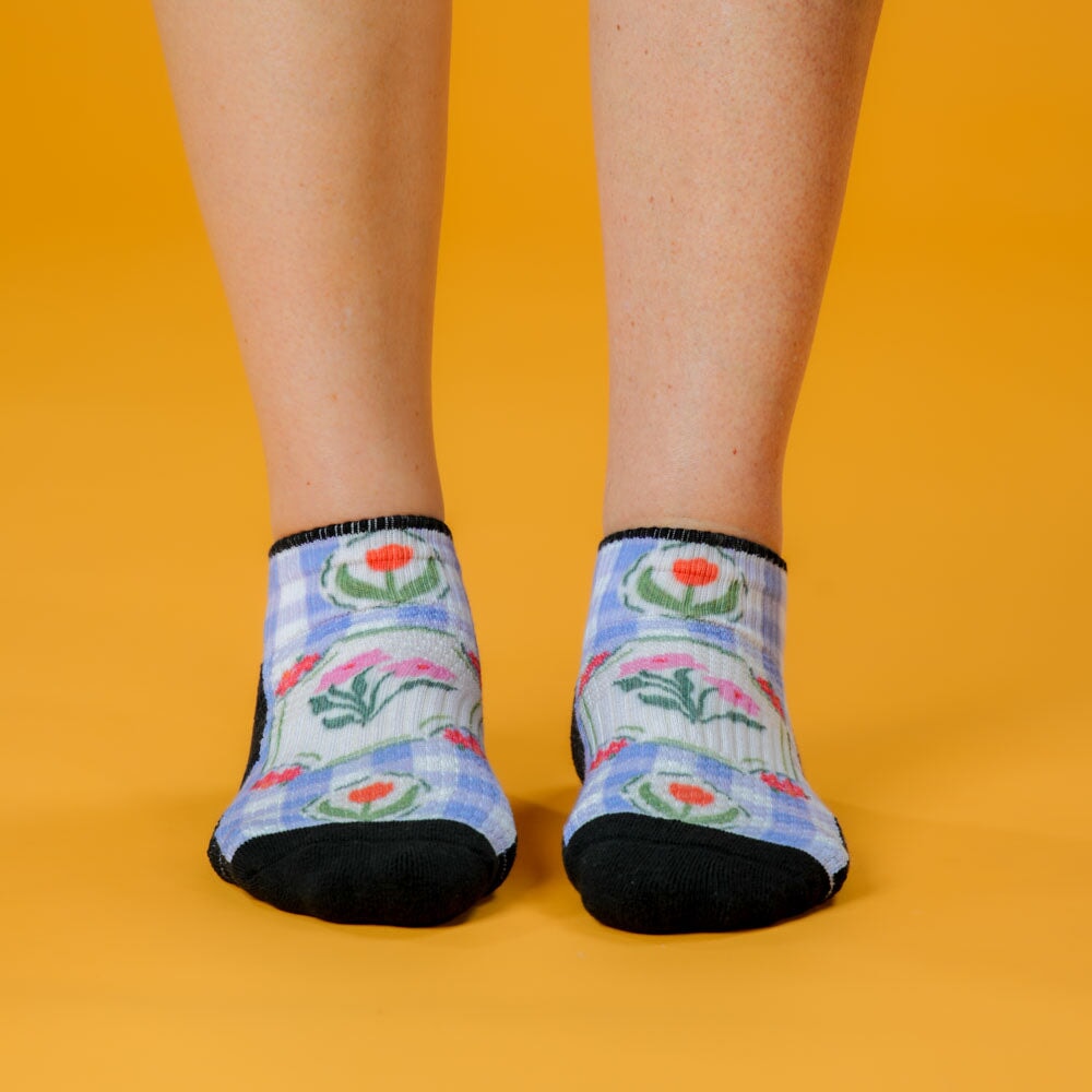 Viasox Lavender Picnic Ankle Compression Socks side view