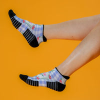 Viasox Lavender Picnic Ankle Compression Socks detail close-up