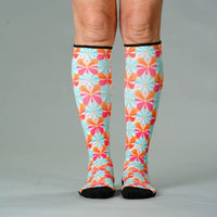 Viasox Groovy Blooms Compression Socks side view