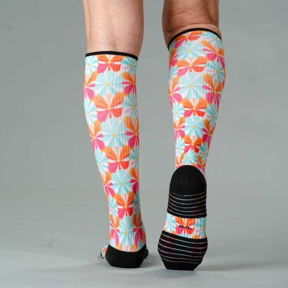 Viasox Groovy Blooms Compression Socks detail close-up