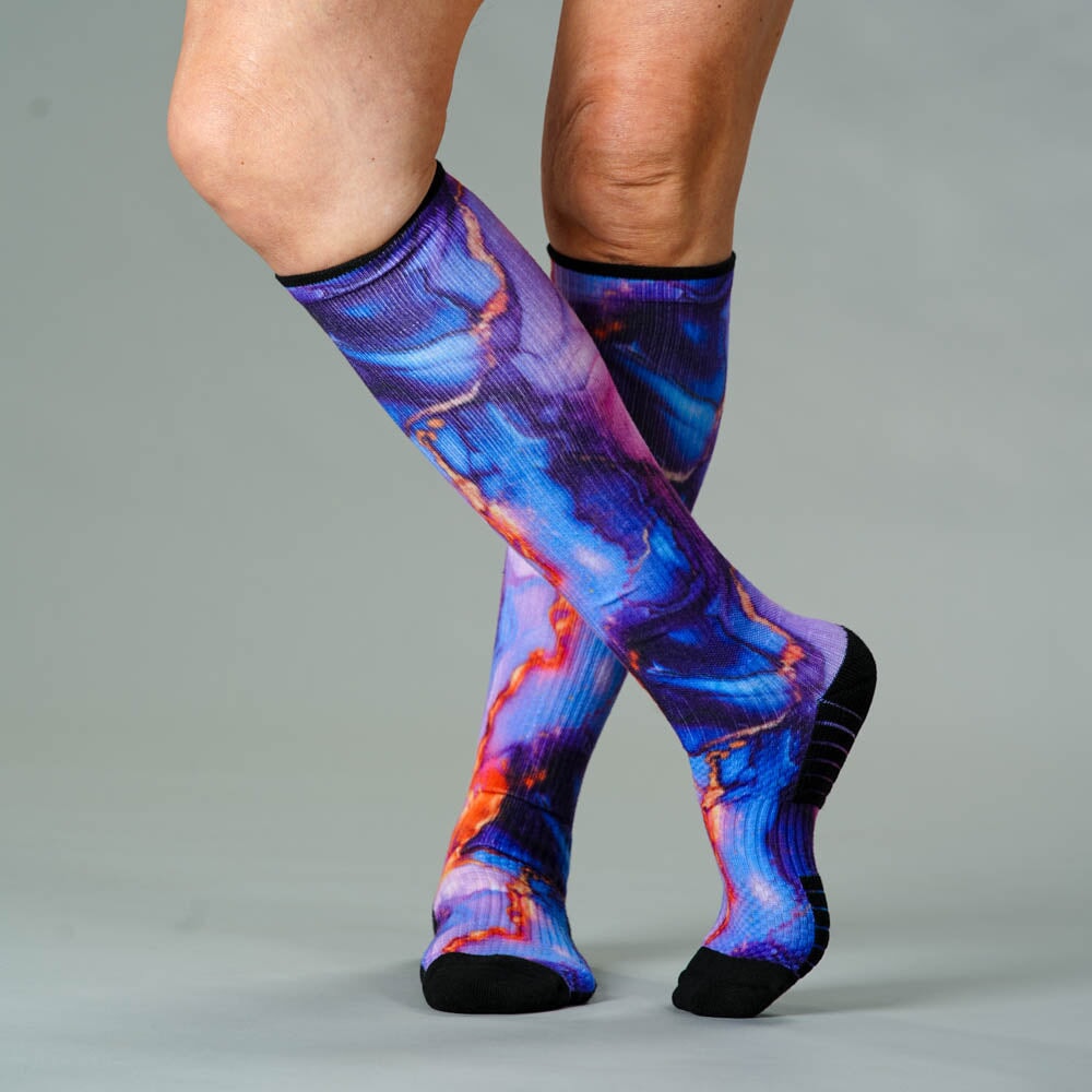 Viasox Golden Lavender Compression Socks stretched display