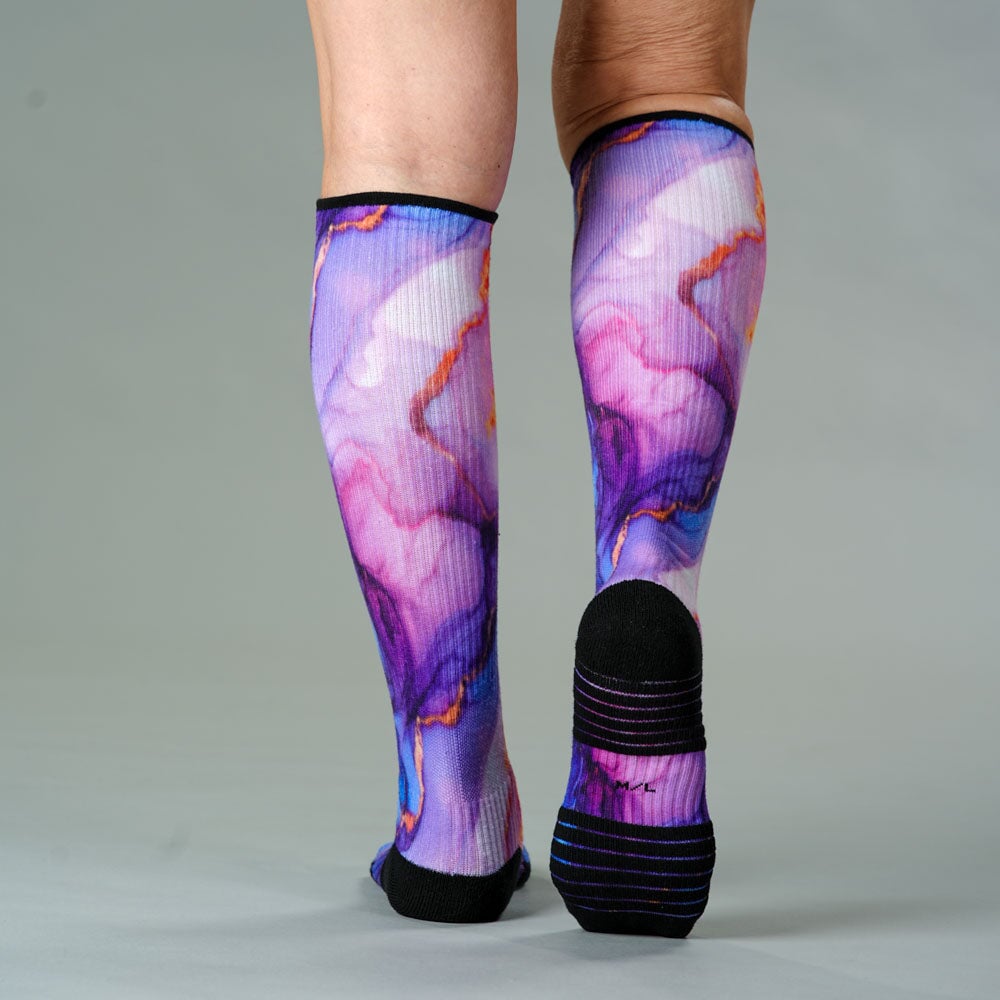 Viasox Golden Lavender Compression Socks detail close-up
