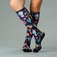 Viasox Llama Love Compression Socks stretched display