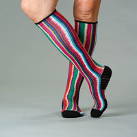 Viasox Fiesta Stripes Compression Socks stretched display