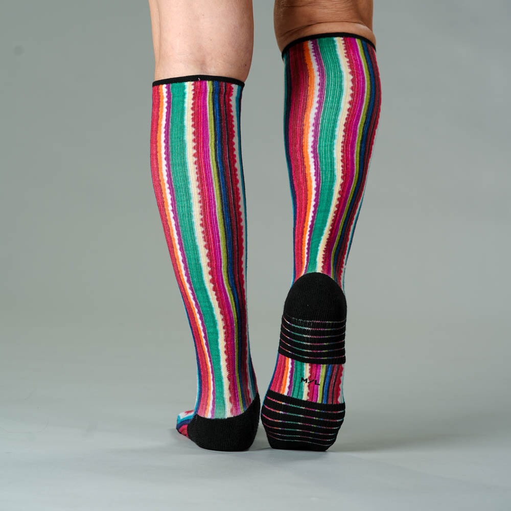 Viasox Fiesta Stripes Compression Socks detail close-up