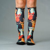 Viasox Cozy Cat Compression Socks 5-Pack Bundle pair displayed