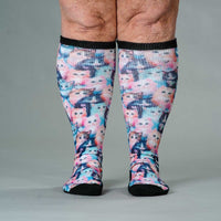 Viasox Flower Cats EasyStretch Socks stretched display