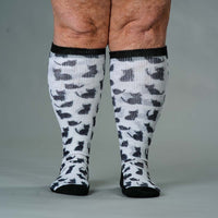 Viasox Black Meows EasyStretch Socks stretched display