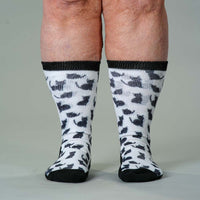 Viasox Black Meows EasyStretch Socks pair displayed