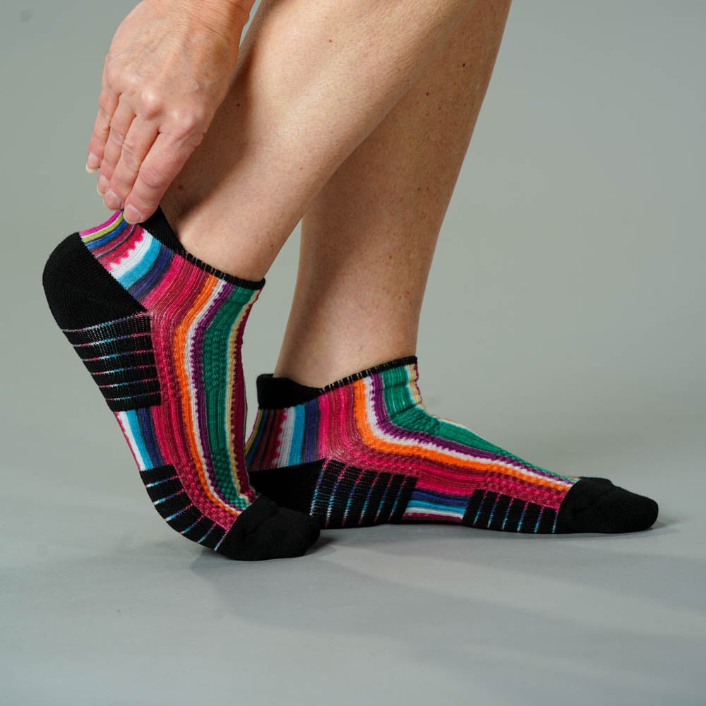 Viasox Fiesta Stripes Ankle Compression Socks stretched display