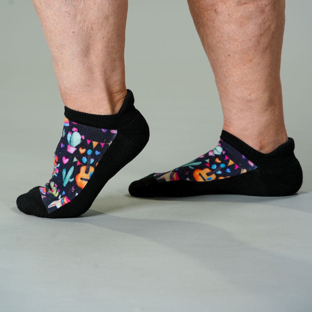 Viasox Llama Love Ankle Socks stretched display