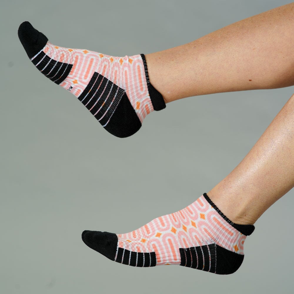 Viasox Peach Party Ankle Compression Socks detail close-up