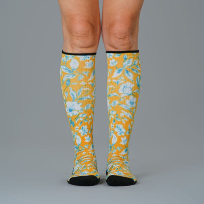 Mustard Floral Compression Socks