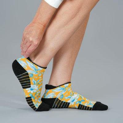 Mustard Floral Ankle Compression Socks