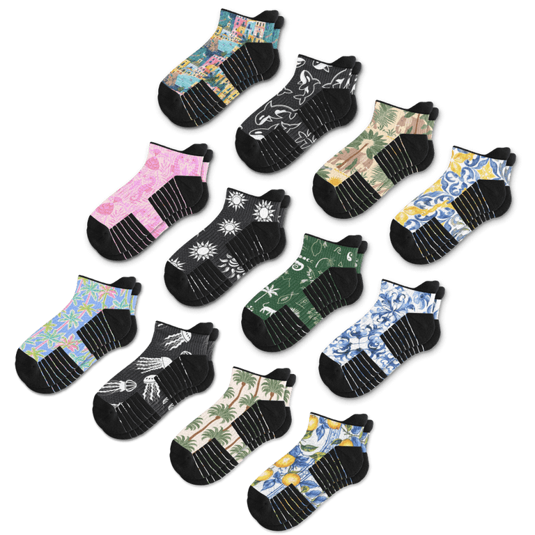 All New Patterns Ankle Compression Socks Bundle 12-Pack
