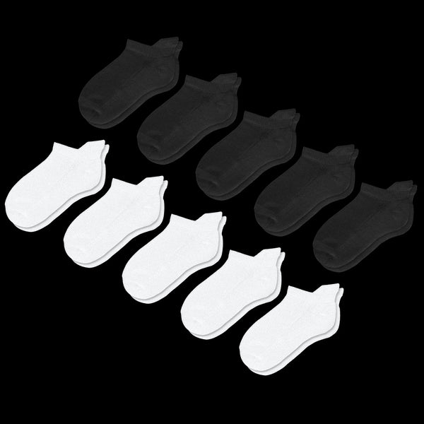 Black & White Ankle Diabetic Socks Bundle 10-Pack