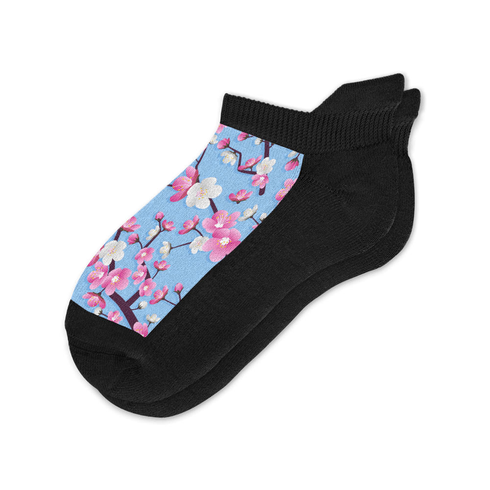 Viasox Cherry Blossoms Ankle Socks Flat View