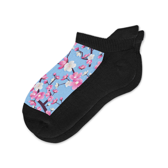 Viasox Cherry Blossoms Ankle Socks Flat View
