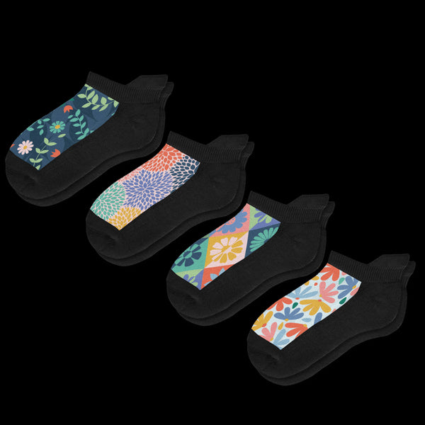 Summer Bloom Diabetic Ankle Socks Bundle 4 Pack