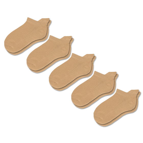 Viasox Tan Ankle Socks Bundle 5-Pack front view