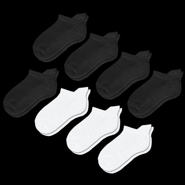 Black & White Ankle Diabetic Socks Bundle 8-Pack