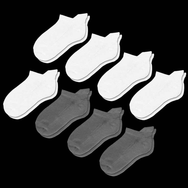 White & Gray Ankle Diabetic Socks Bundle 8-Pack