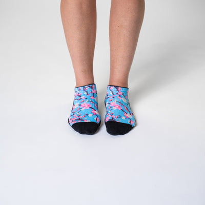 Viasox Cherry Blossoms Ankle Compression Socks side view