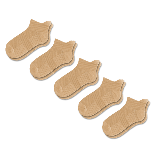 Tan Ankle Compression Socks 5-Pack Bundle