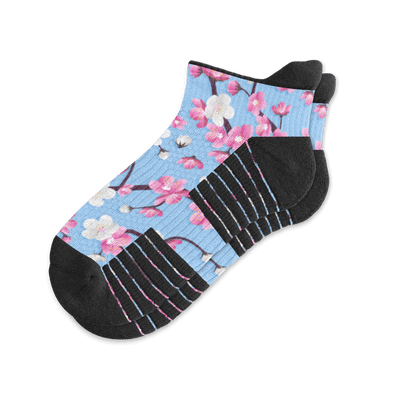 Viasox Cherry Blossoms Ankle Compression Socks front view