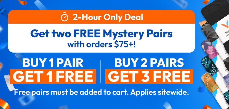 2-Hour Only Deal: Get two FREE Mystery Pairs with orders $75+. Buy 1 pair get 1 free, buy 2 pairs get 3 free.