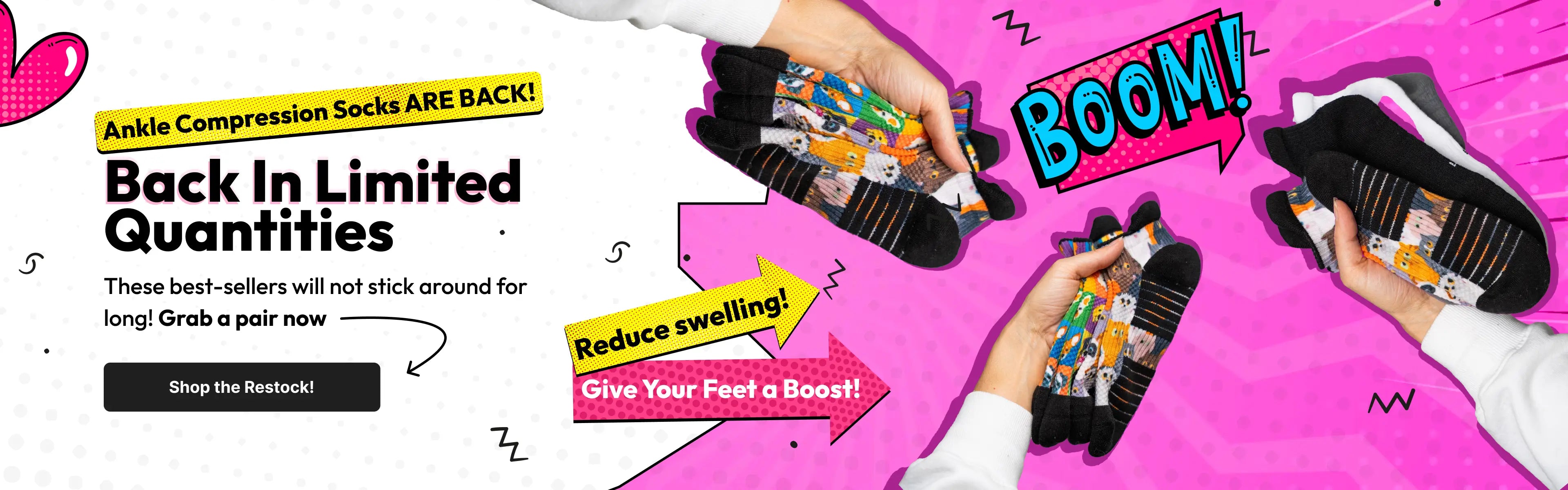 Ankle compression socks are back in limited quantities. Grab a pair now!