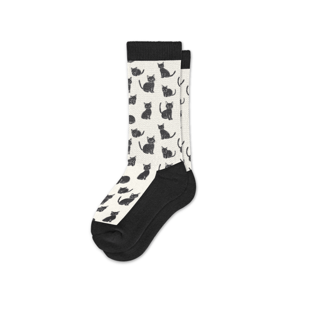 Viasox Black Meows EasyStretch Socks side view